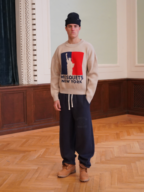 CREAM KNIT SWEATER "EMBLEM" - Mosquets