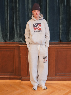 GREY MELANGE HOODED "AMERICANA" - Mosquets