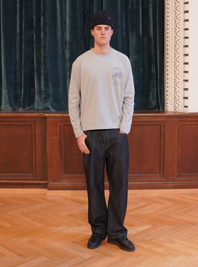 LONGSLEEVE SHIRT GREY MEL. "POST STAMP"