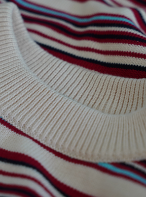 RED STRIPE CUT OFF KNIT "MOSQUETS ATELIER"