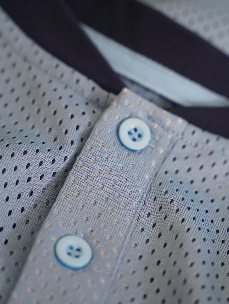 LIGHT BLUE MESH HENLEY 