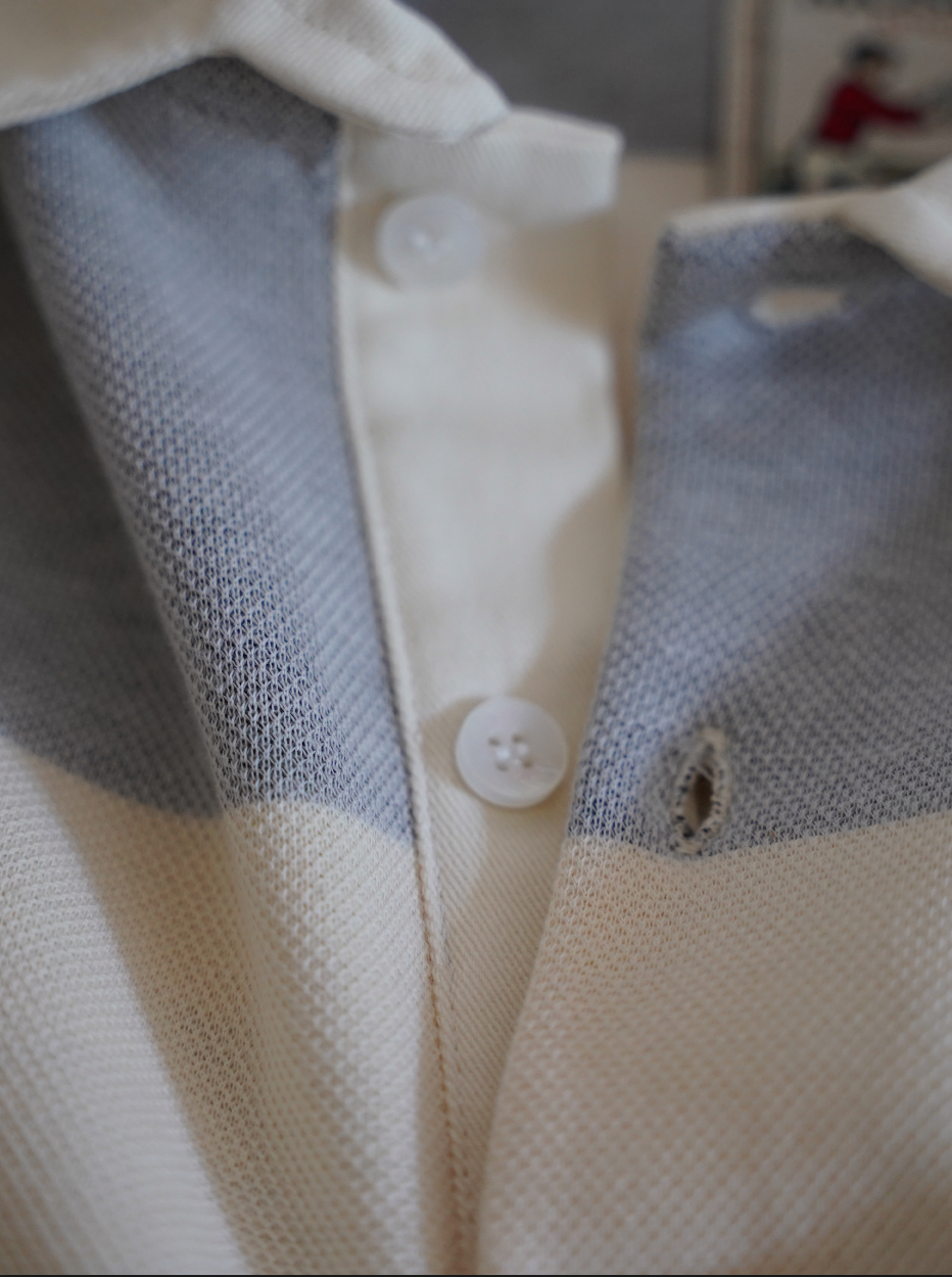 RUGBY POLO STRIPE GREY WHITE 