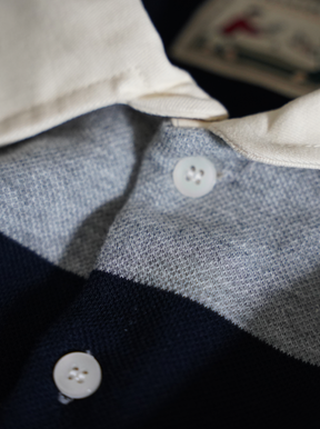 RUGBY POLO STRIPE BLUE GREY "MOSQUETS"