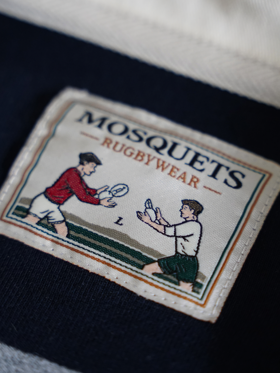 RUGBY POLO STRIPE BLUE GREY "MOSQUETS"
