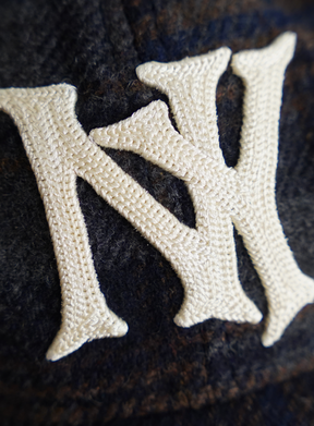 CHECK WOOL BASEBALL CAP "NY"