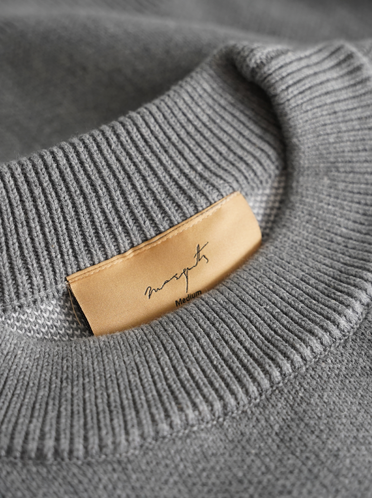 GREY MELANGE KNIT SWEATER "ICE HOCKEY"