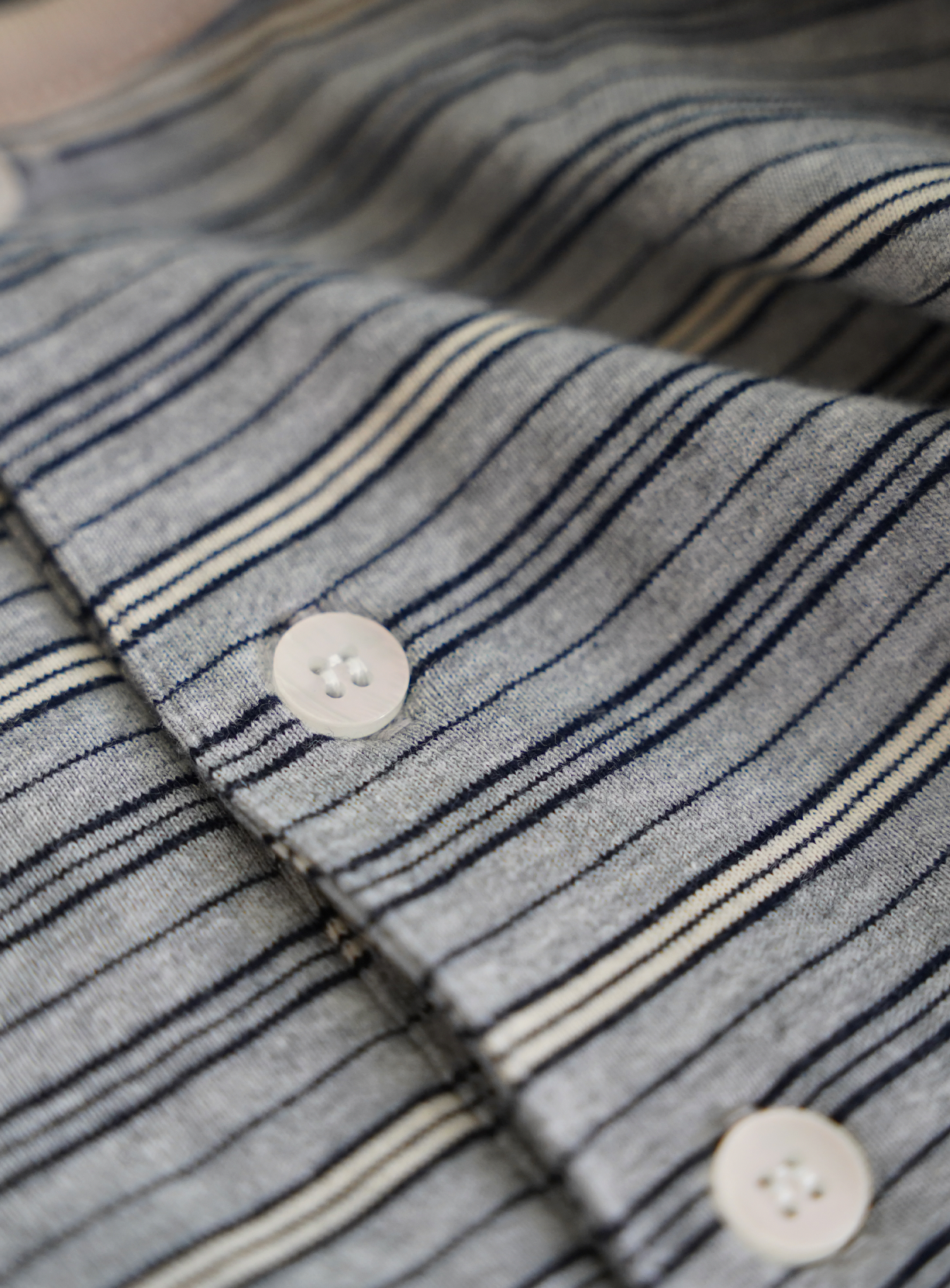 HENLEY STRIPE LONGSLEEVE  "GREY"