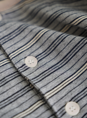 HENLEY STRIPE LONGSLEEVE  "GREY"