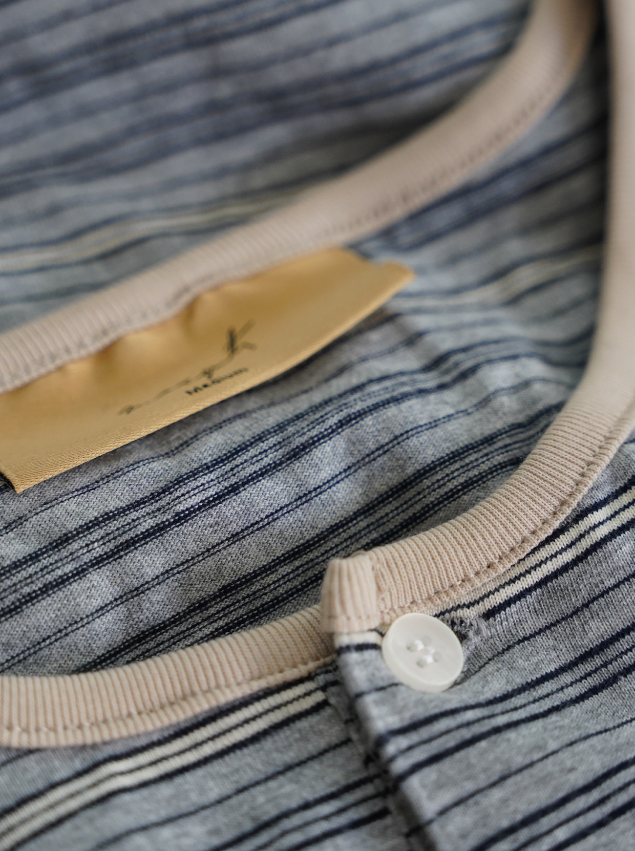 HENLEY STRIPE LONGSLEEVE  "GREY"