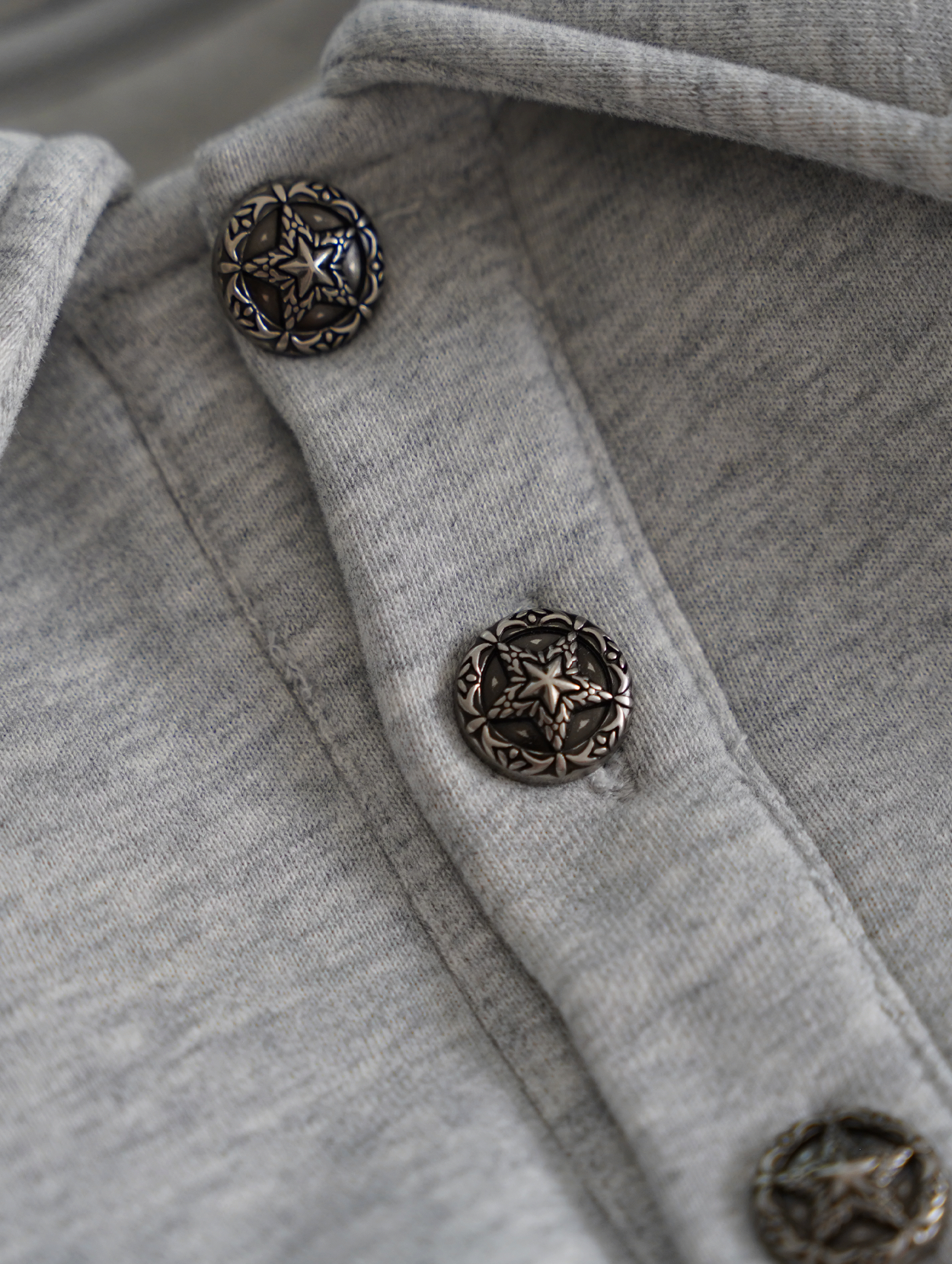 GREY MELANGE POLO SWEATSHIRT 