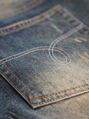 DARK BLUE DENIM "RIPPED"