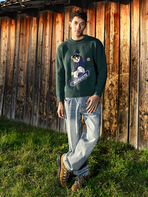 GREEN KNIT SWEATER "SNOWBOARD"