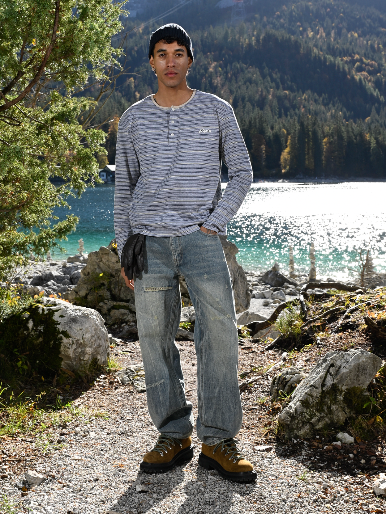 HENLEY STRIPE LONGSLEEVE  
