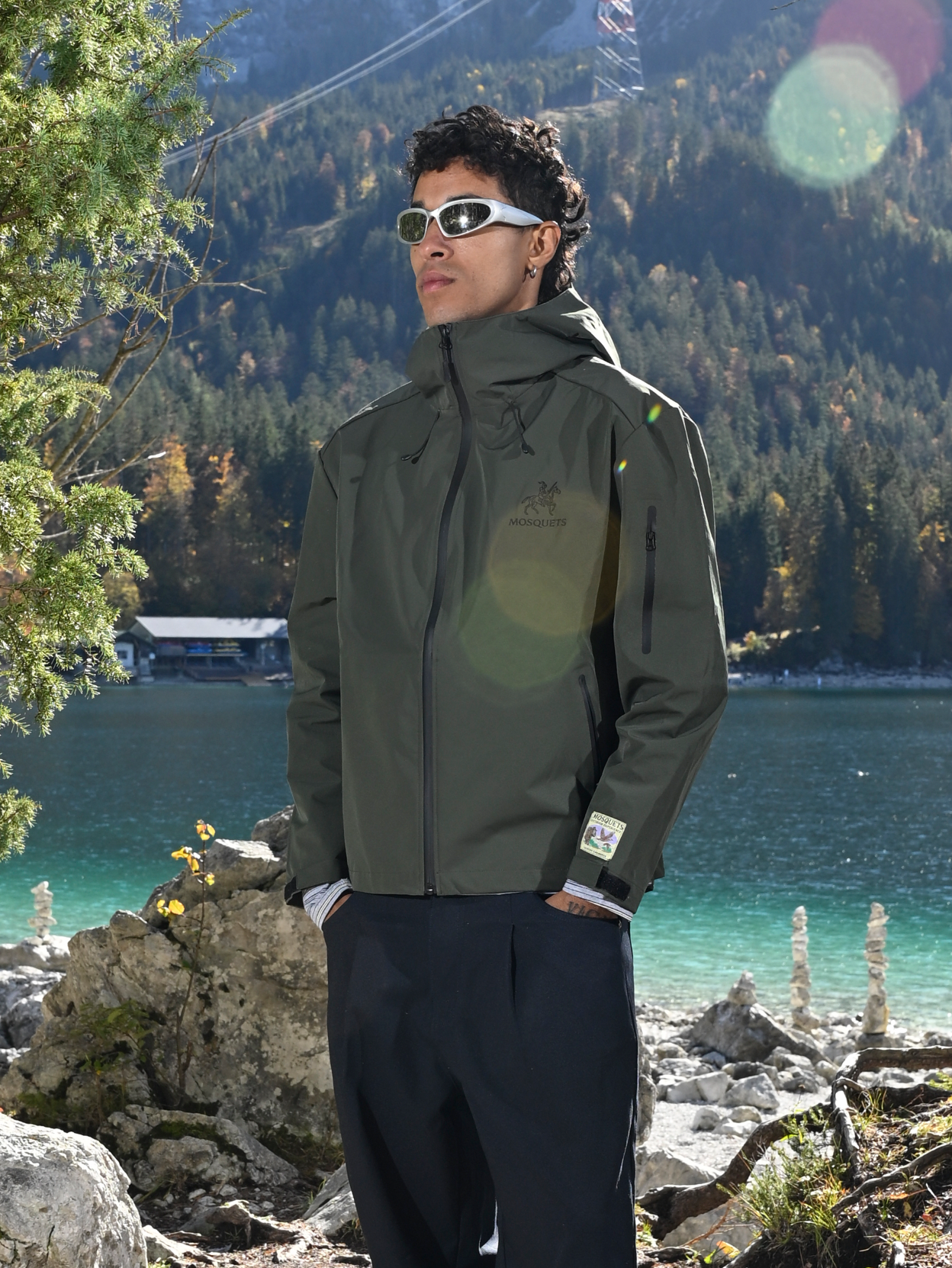 OLIVE RAIN SHELL JACKET 