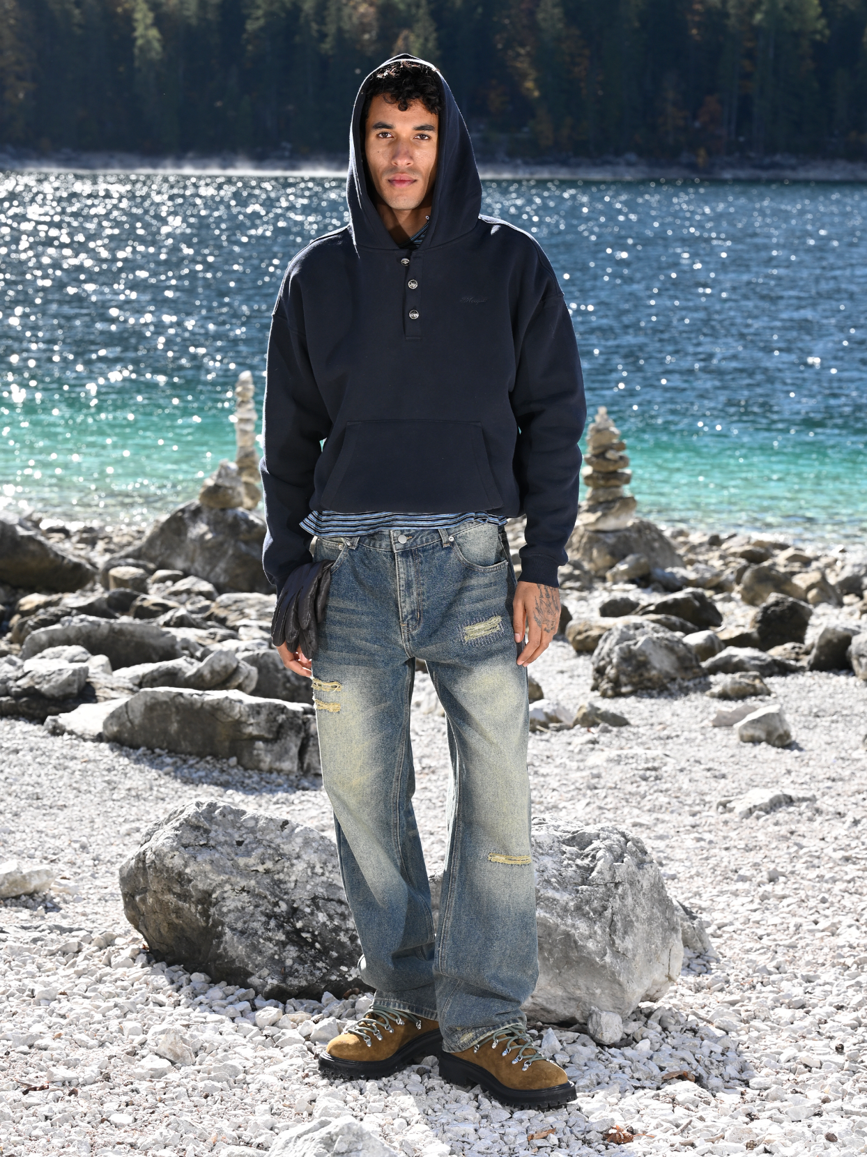 DARK BLUE HOODED "BUTTONS"