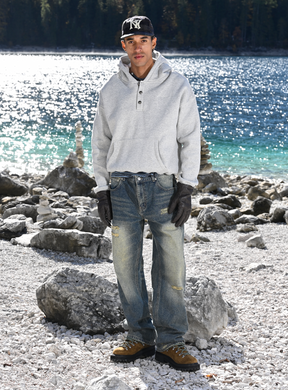 GREY MELANGE HOODED "BUTTONS"