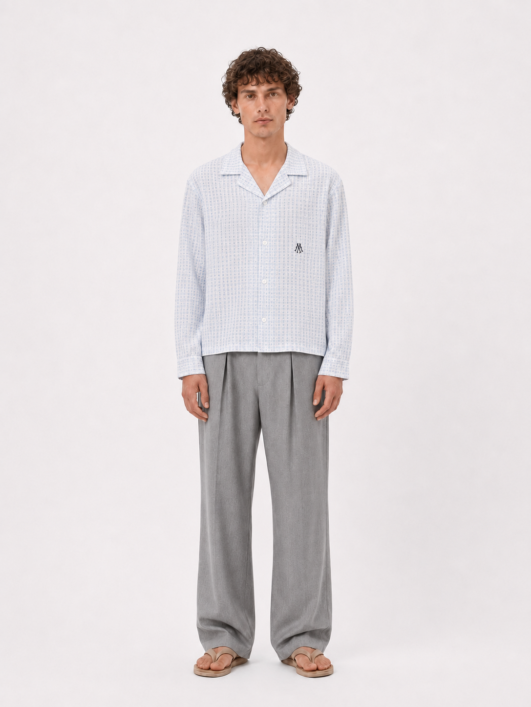 LIGHT BLUE CHECK SEERSUCKER SHIRT 