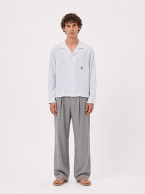 LIGHT BLUE CHECK SEERSUCKER SHIRT "M" - Mosquets