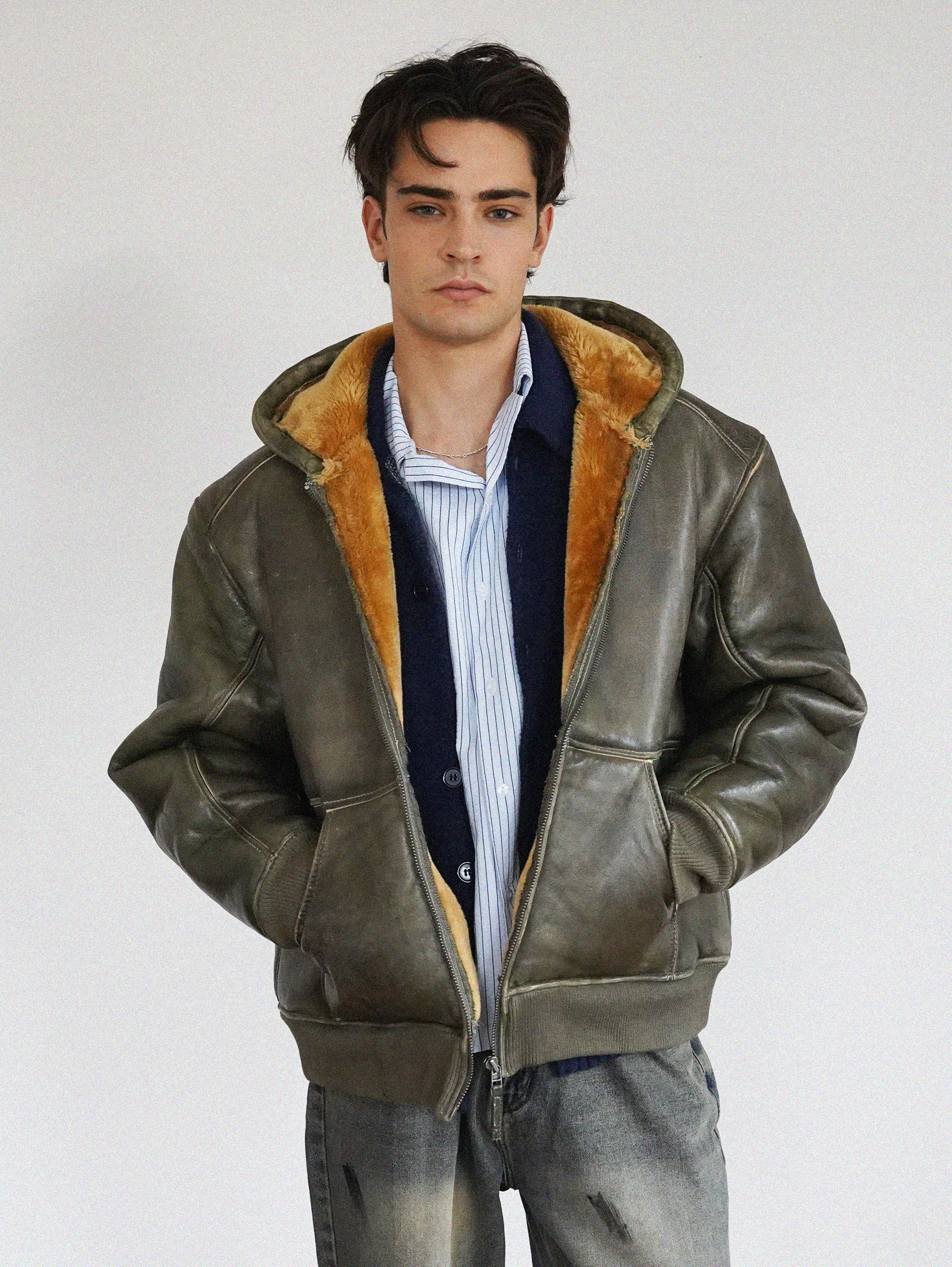 VINTAGE BROWN  SHEARLING JACKET