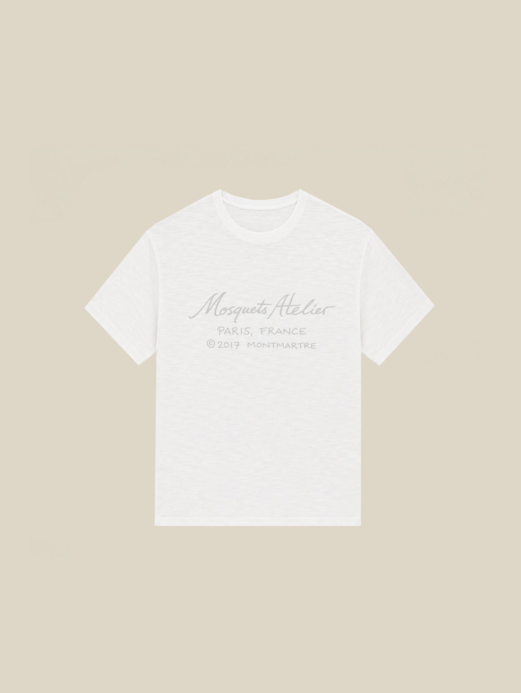 WHITE  SLUB T-SHIRT "MOSQUETS ATELIER"