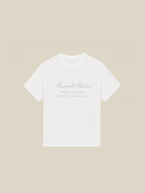 WHITE  SLUB T-SHIRT "MOSQUETS ATELIER"