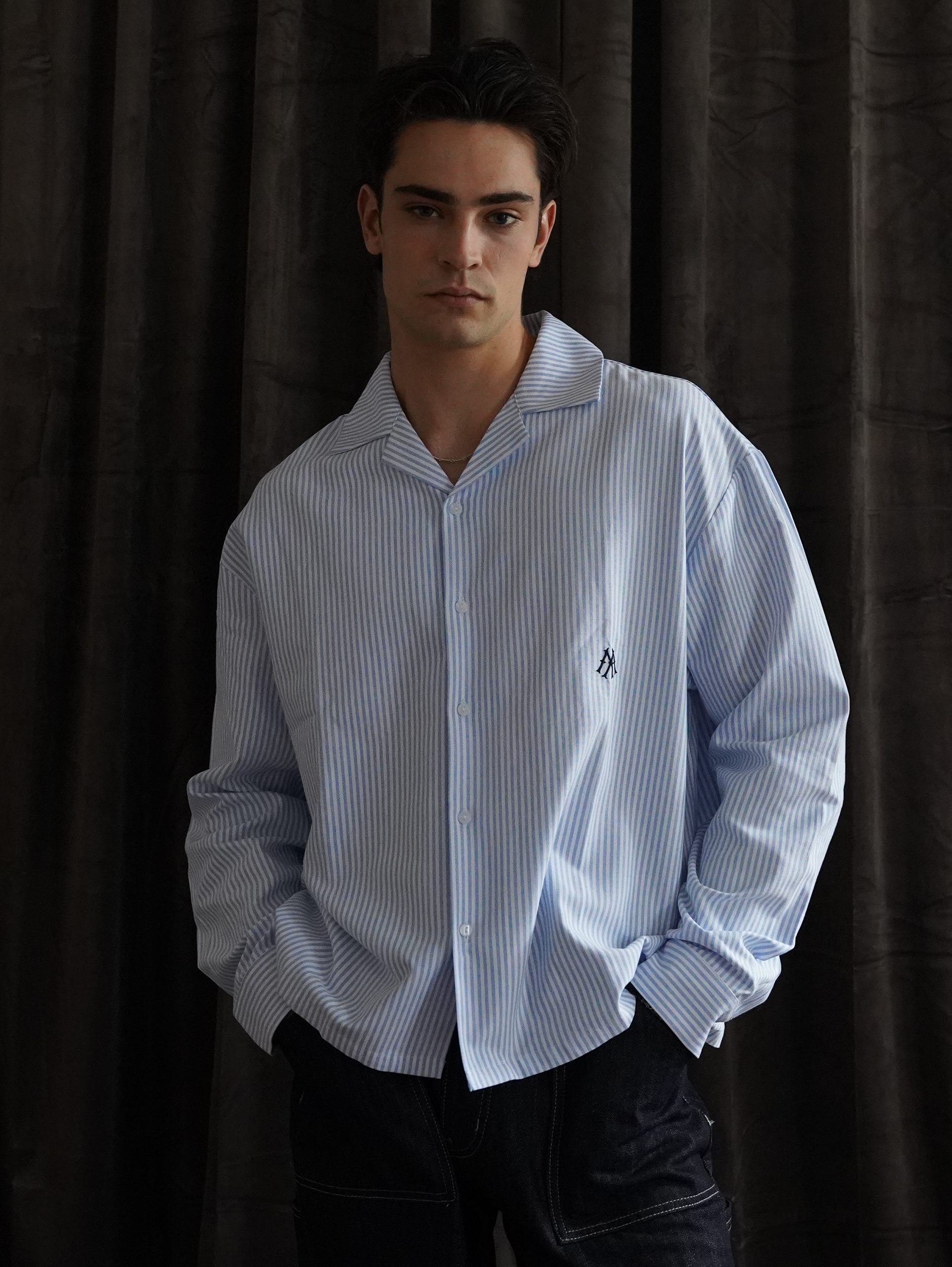 BLUE WHITE STRIPE OXFORD  SHIRT 