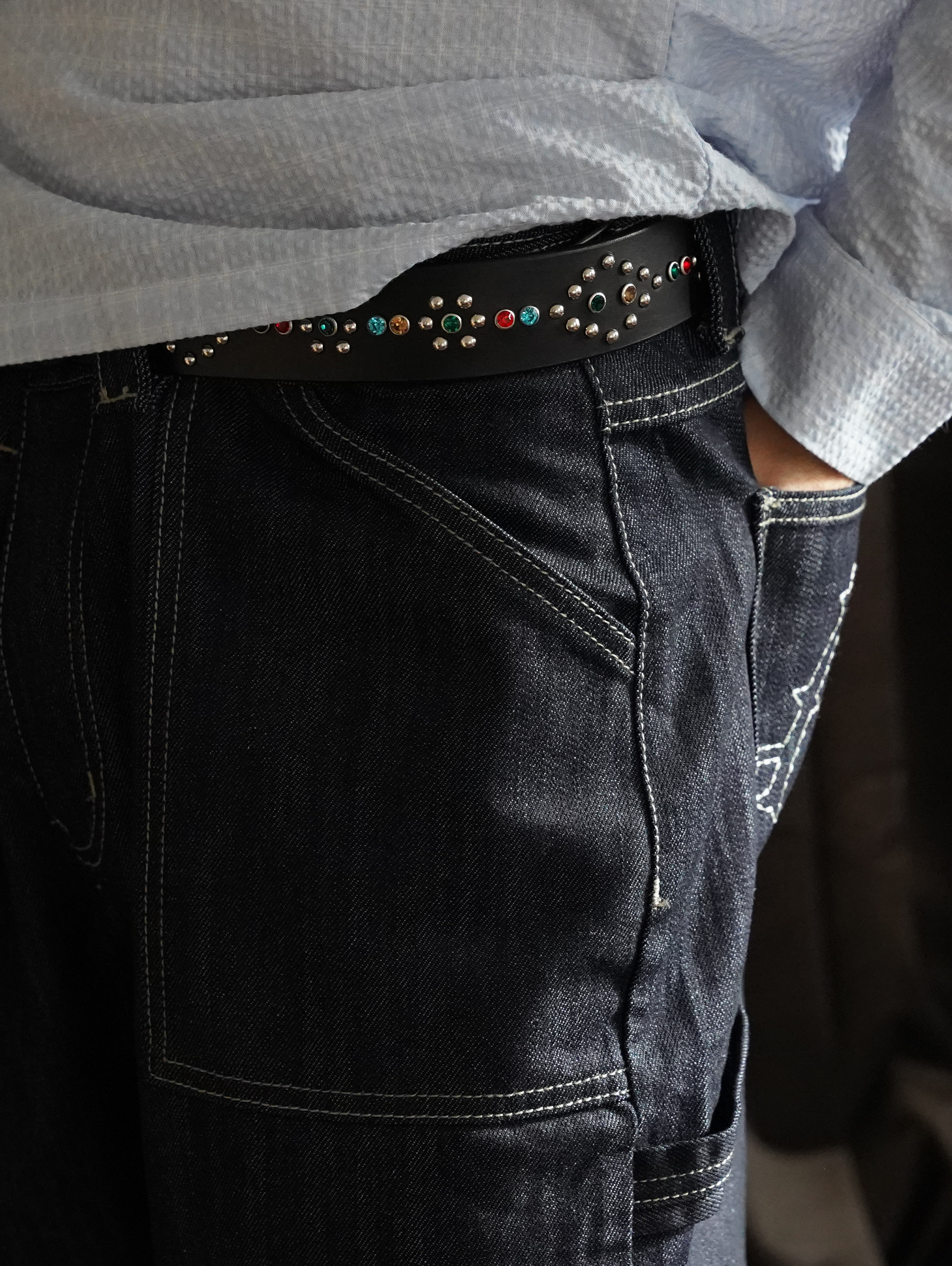 BLACK RHINESTONES BELT 