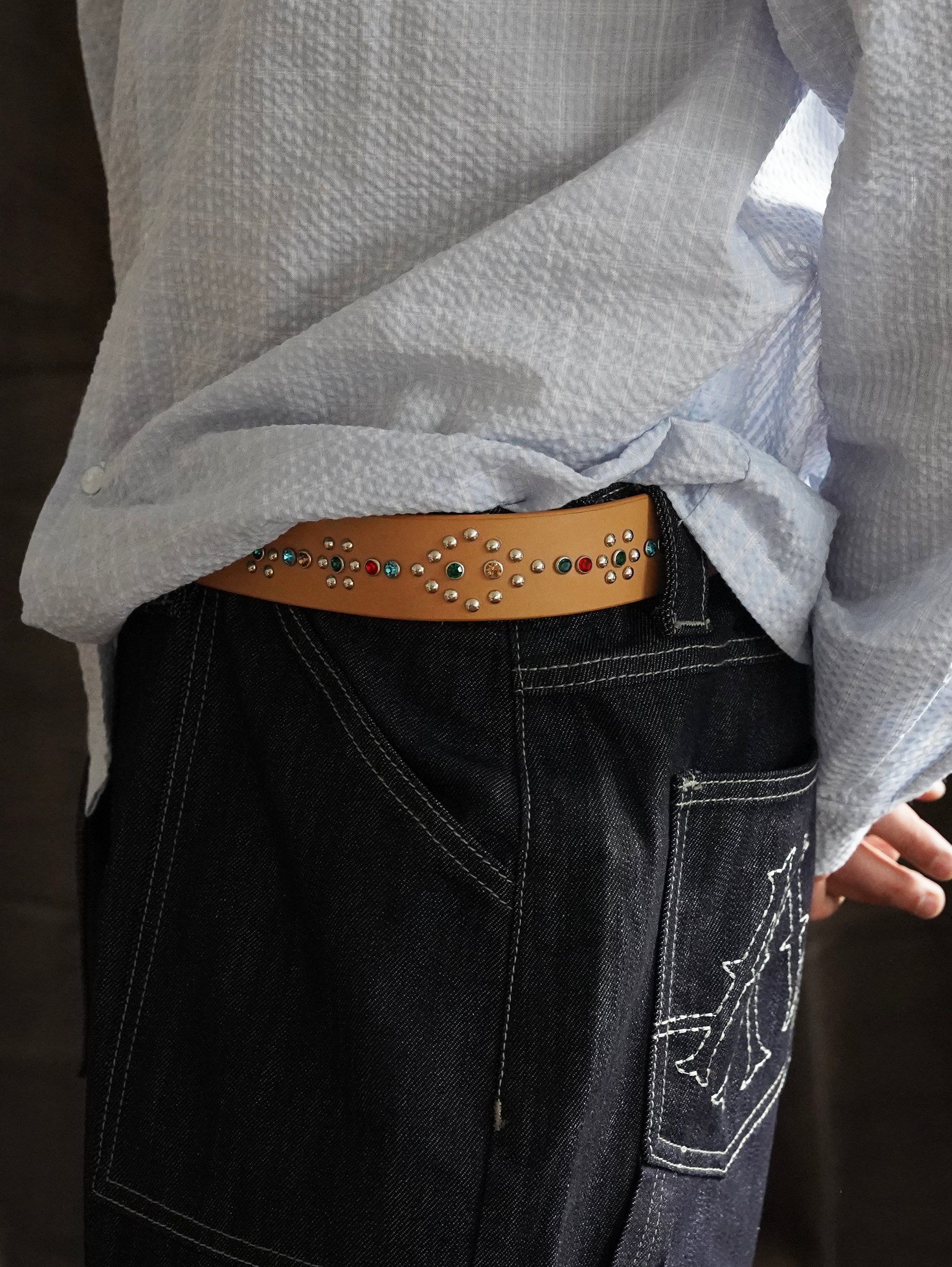 BEIGE RHINESTONES BELT 