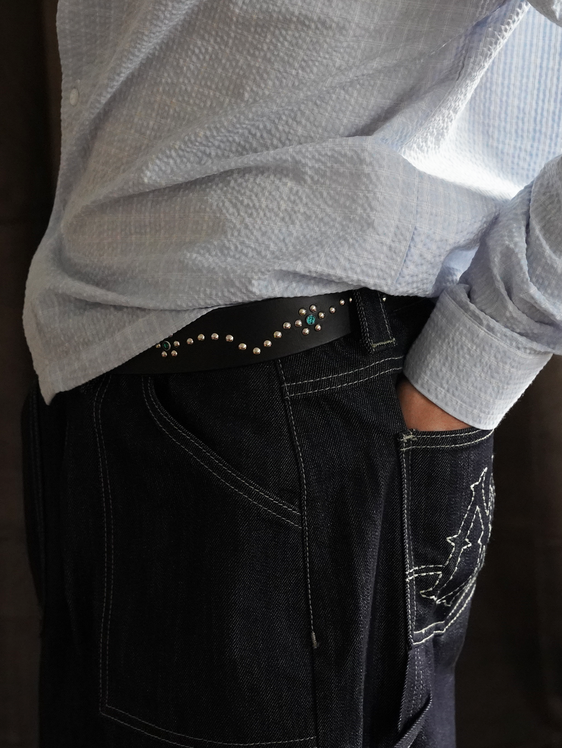 BLACK RHINESTONES BELT 