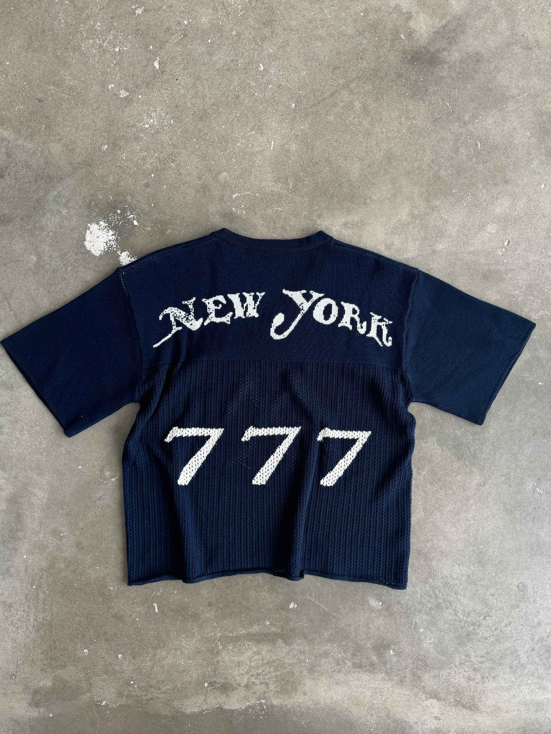 BLUE KNIT FOOTBALL JERSEY 