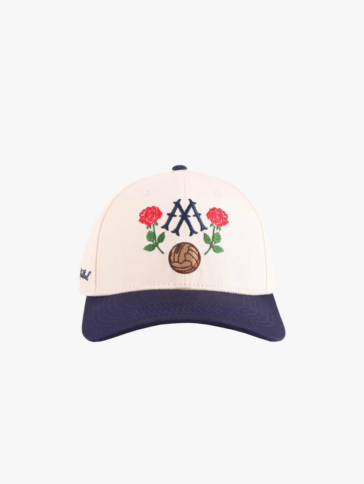 CREAM CONTRAST BLUE BASEBALL CAP "SOCCER & ROSE"