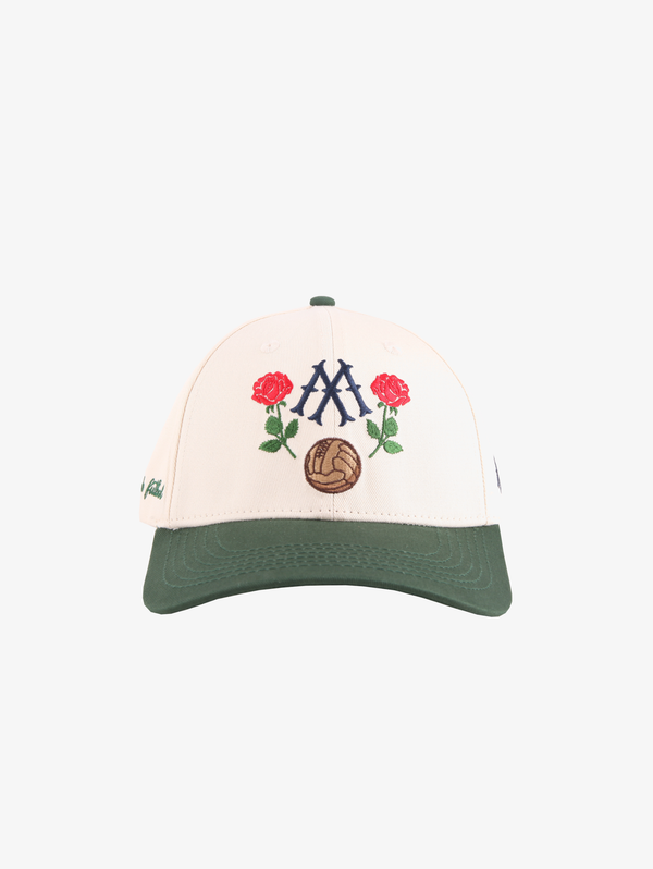 CREAM CONTRAST GREEN BASEBALL CAP "SOCCER & ROSE"