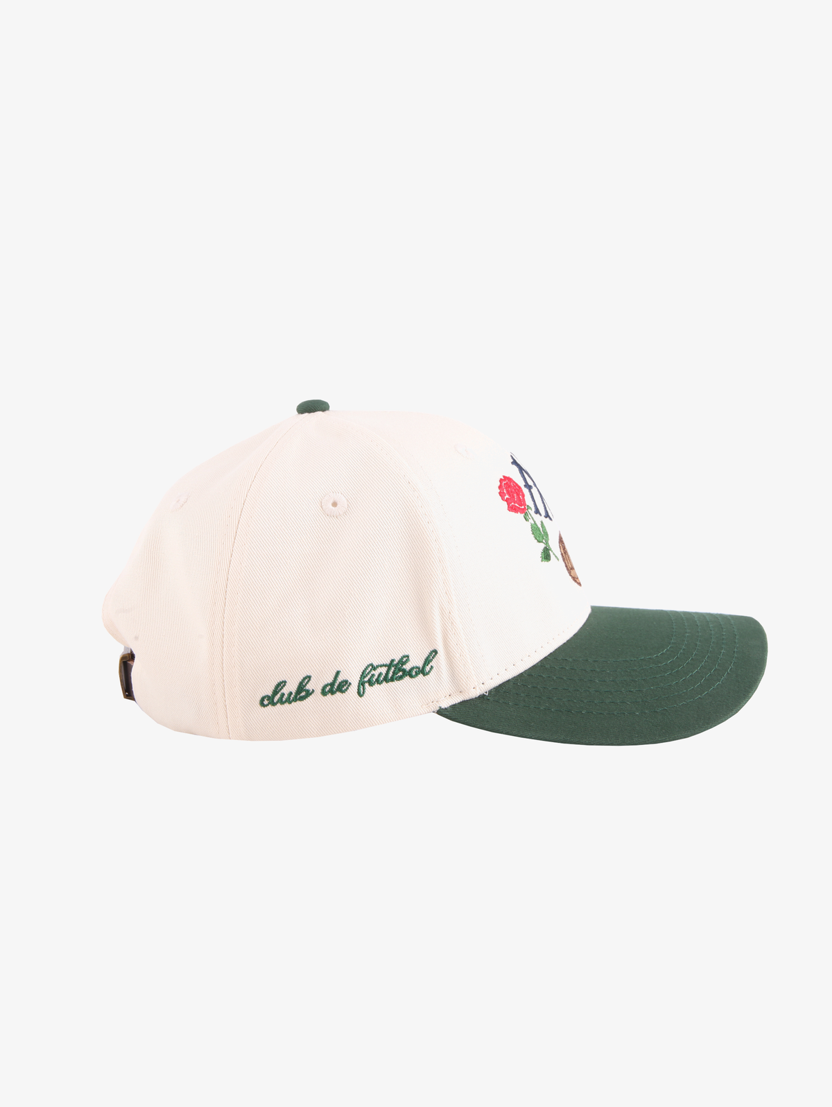 CREAM CONTRAST GREEN BASEBALL CAP "SOCCER & ROSE"