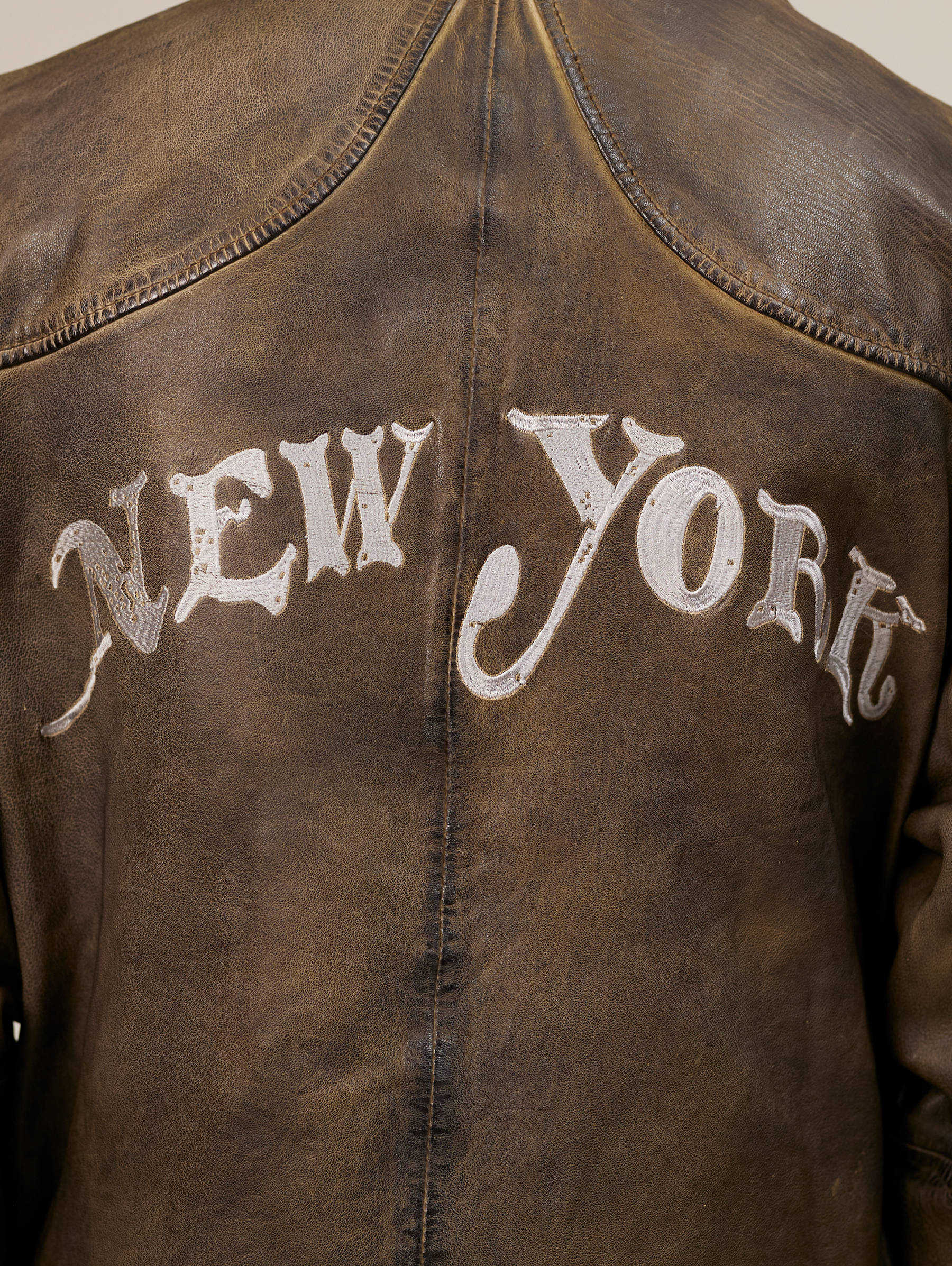 VINTAGE BROWN LEATHER JACKET "NEW YORK"