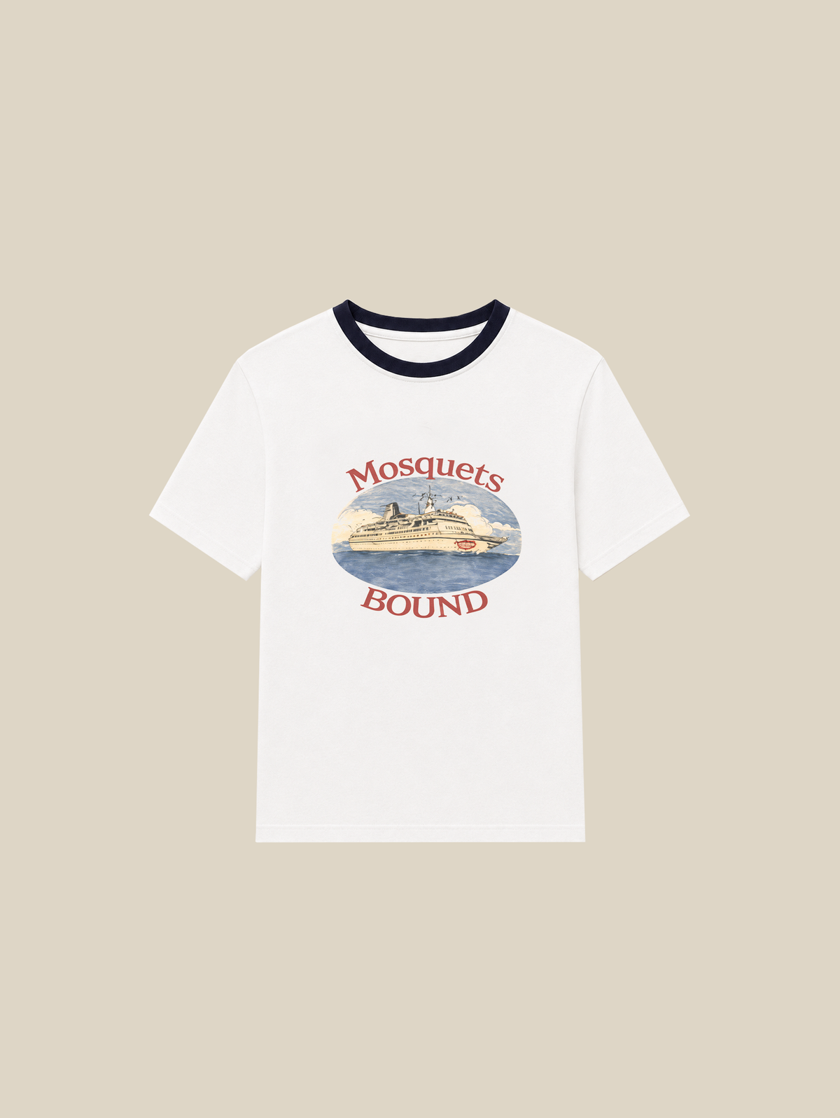 WHITE CONTRAST T-SHIRT "MOSQUETS BOUND"