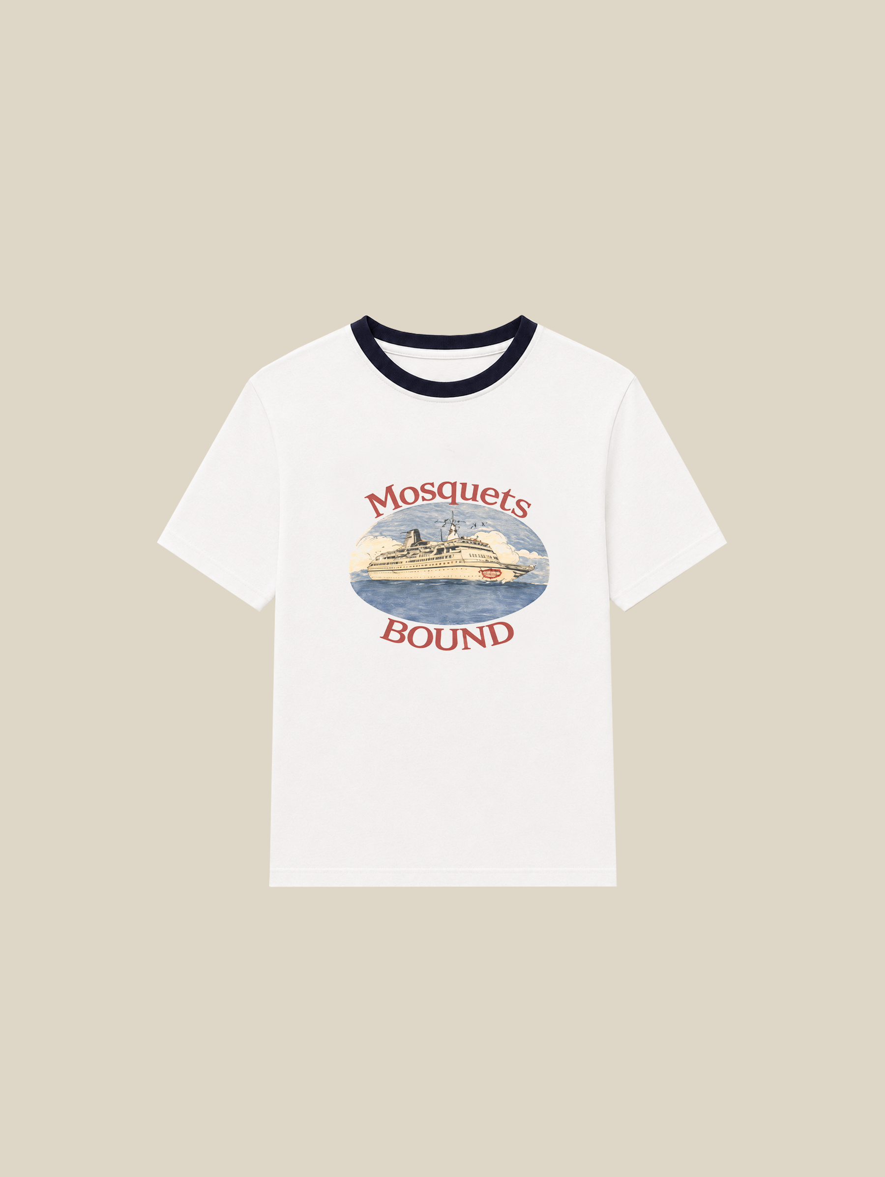 WHITE CONTRAST T-SHIRT "MOSQUETS BOUND"