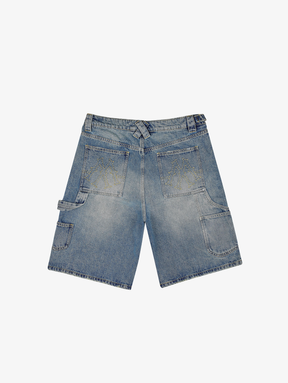 MID BLUE WASHED DENIM JORTS "V1"