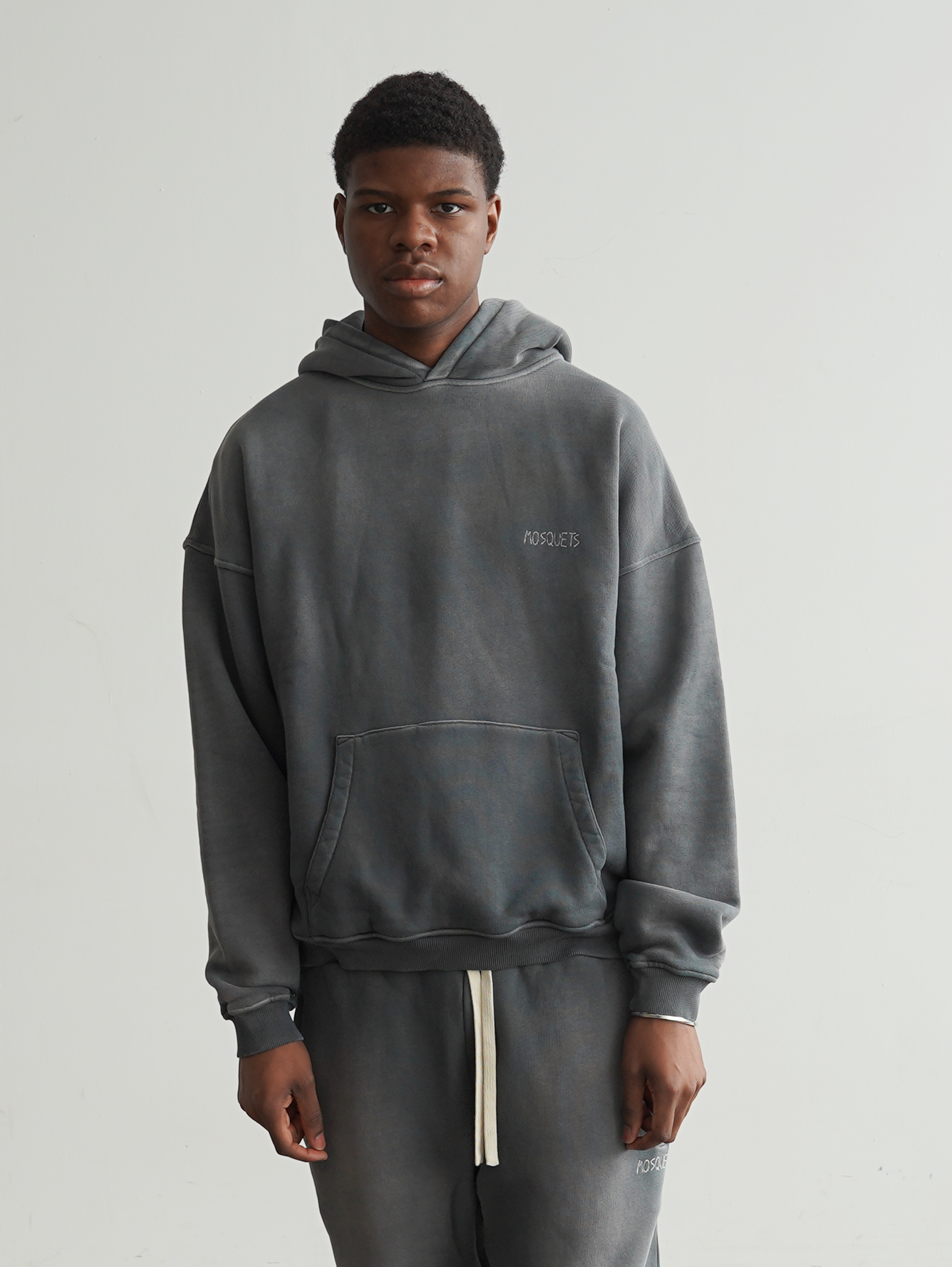 STONE GREY SUNFADED HOODED 