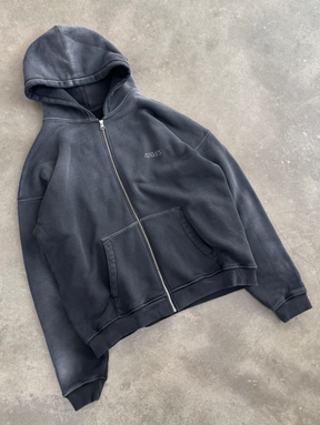 BLACK SUNFADED ZIP HOODED "EVERYDAYS"