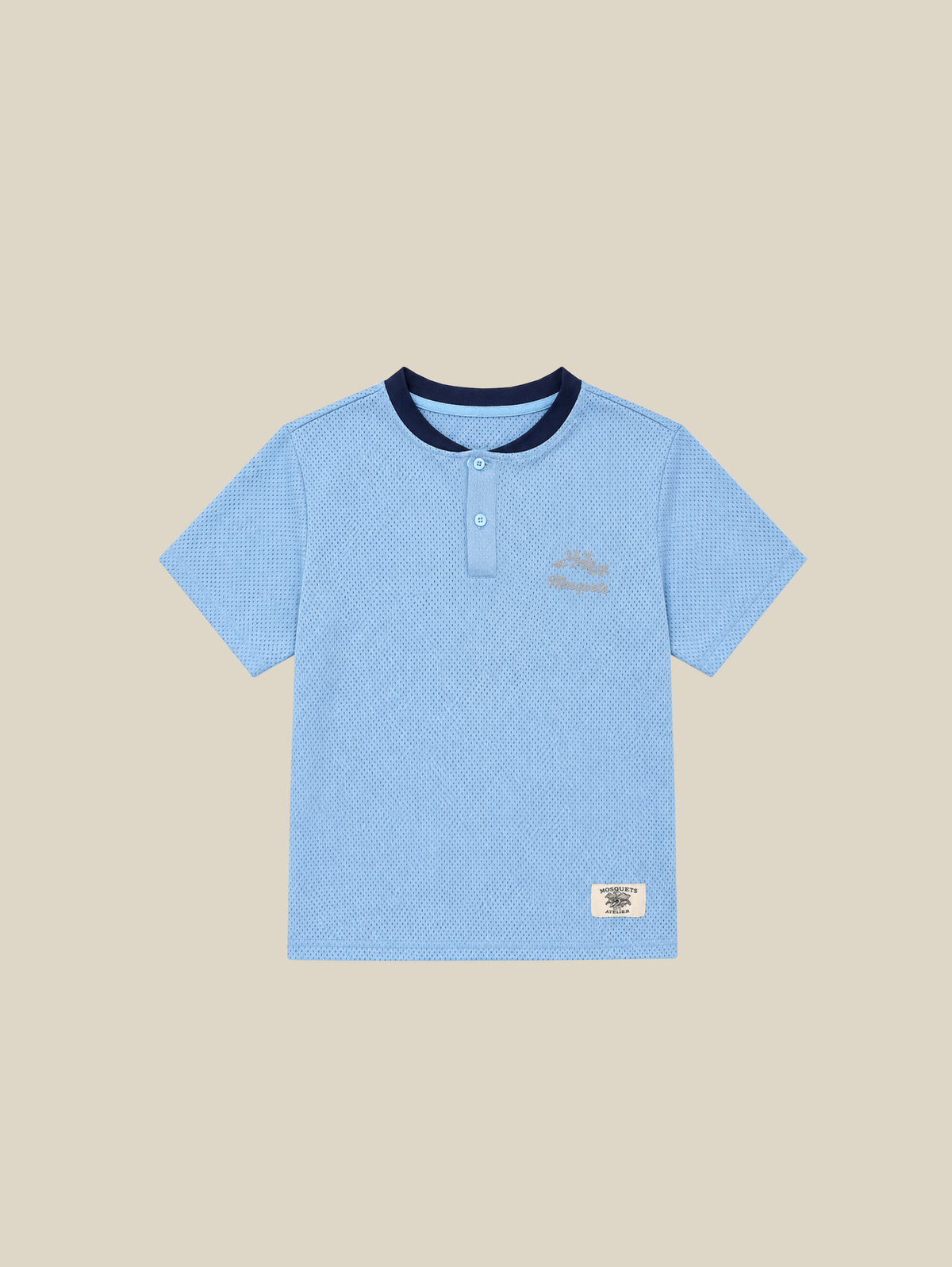 LIGHT BLUE MESH HENLEY "MOSQUETS"