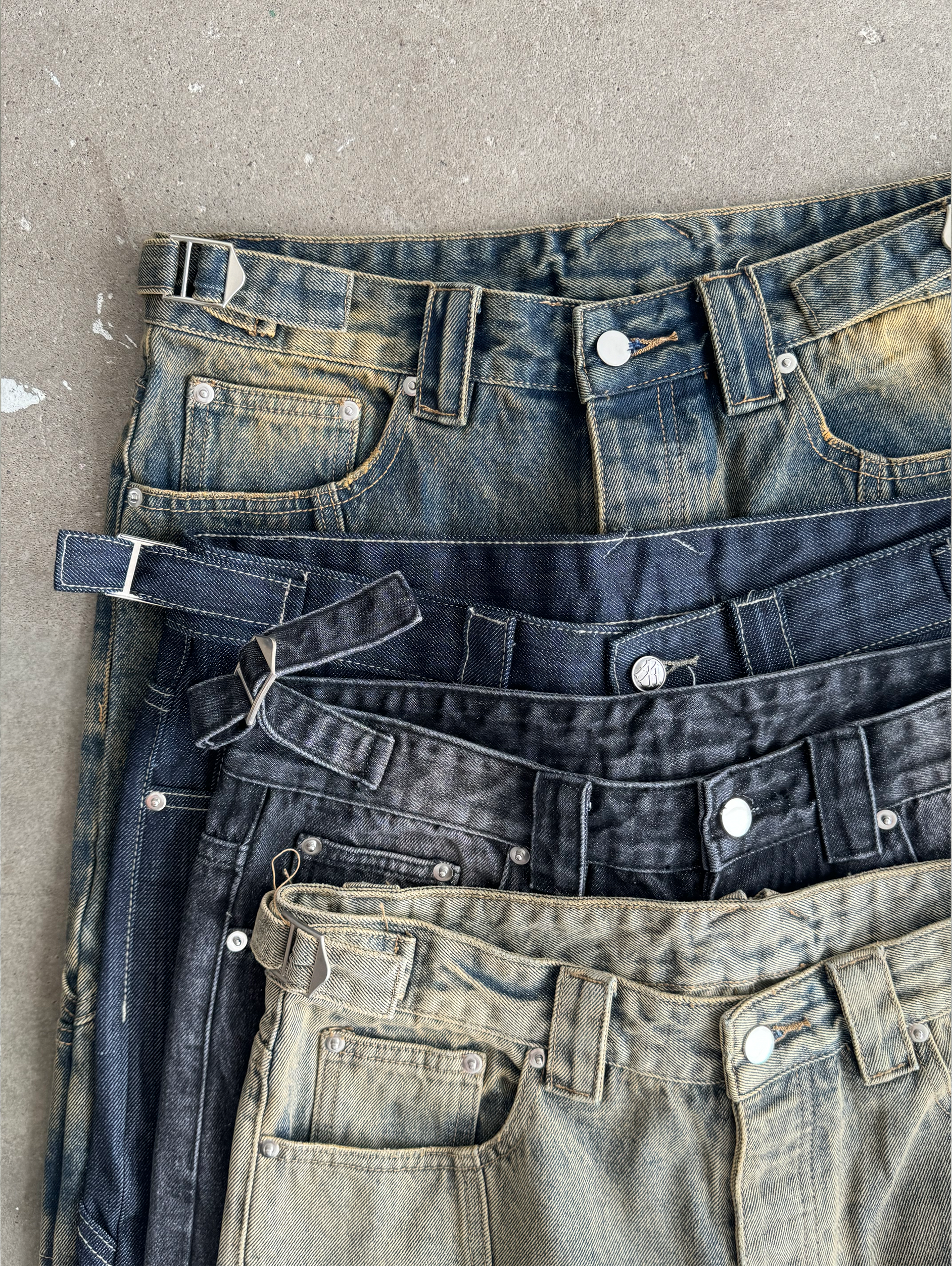 DARK BLUE WASHED DENIM JORTS 