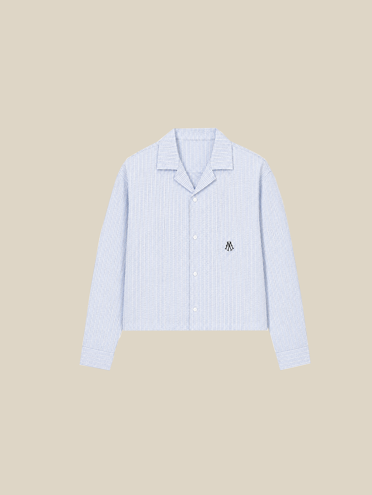 BLUE WHITE SEERSUCKER SHIRT "M"