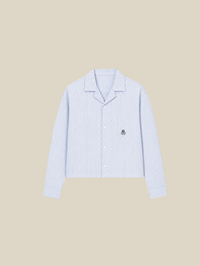 BLUE WHITE SEERSUCKER SHIRT "M"