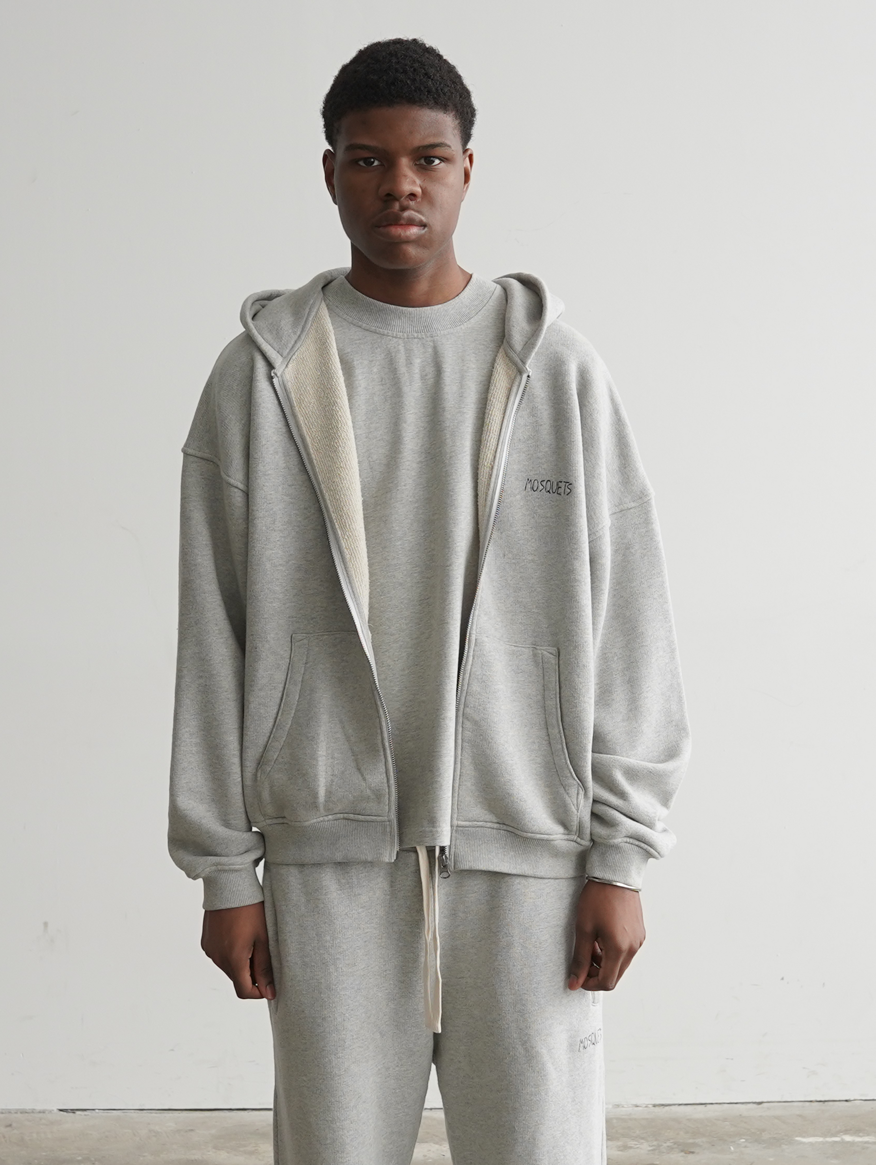 GREY MELANGE ZIP HOODED "EVERYDAYS"