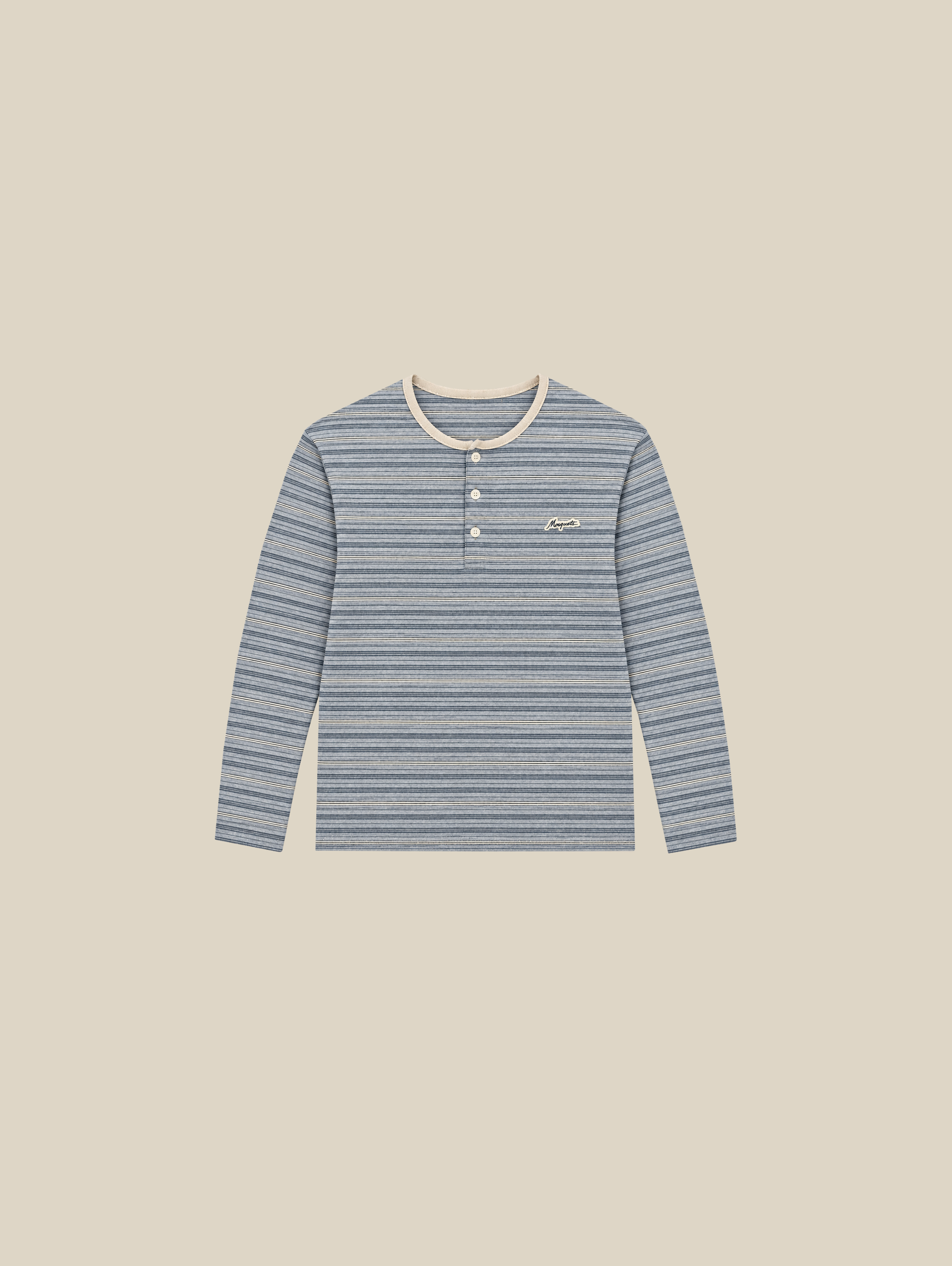 HENLEY STRIPE LONGSLEEVE  