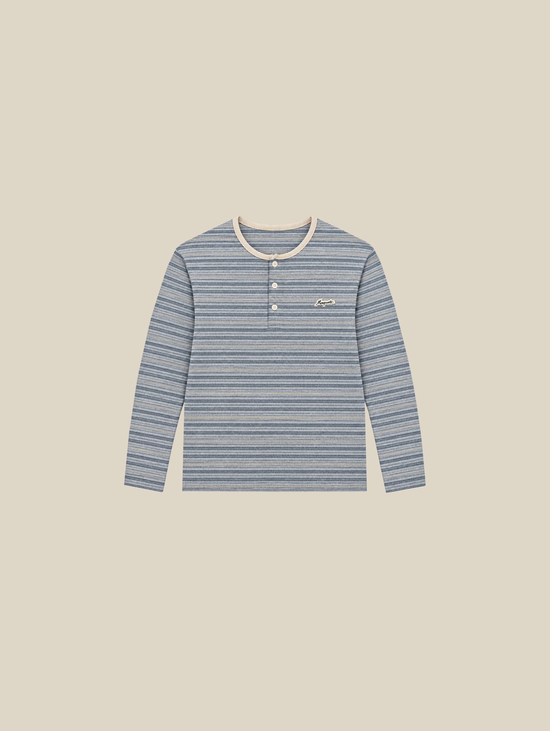HENLEY STRIPE LONGSLEEVE  "GREY"