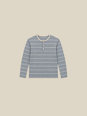 HENLEY STRIPE LONGSLEEVE  "GREY"