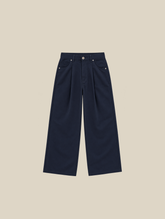 BLUE PLEATED TAILORED PANTS "CHECK" - Mosquets