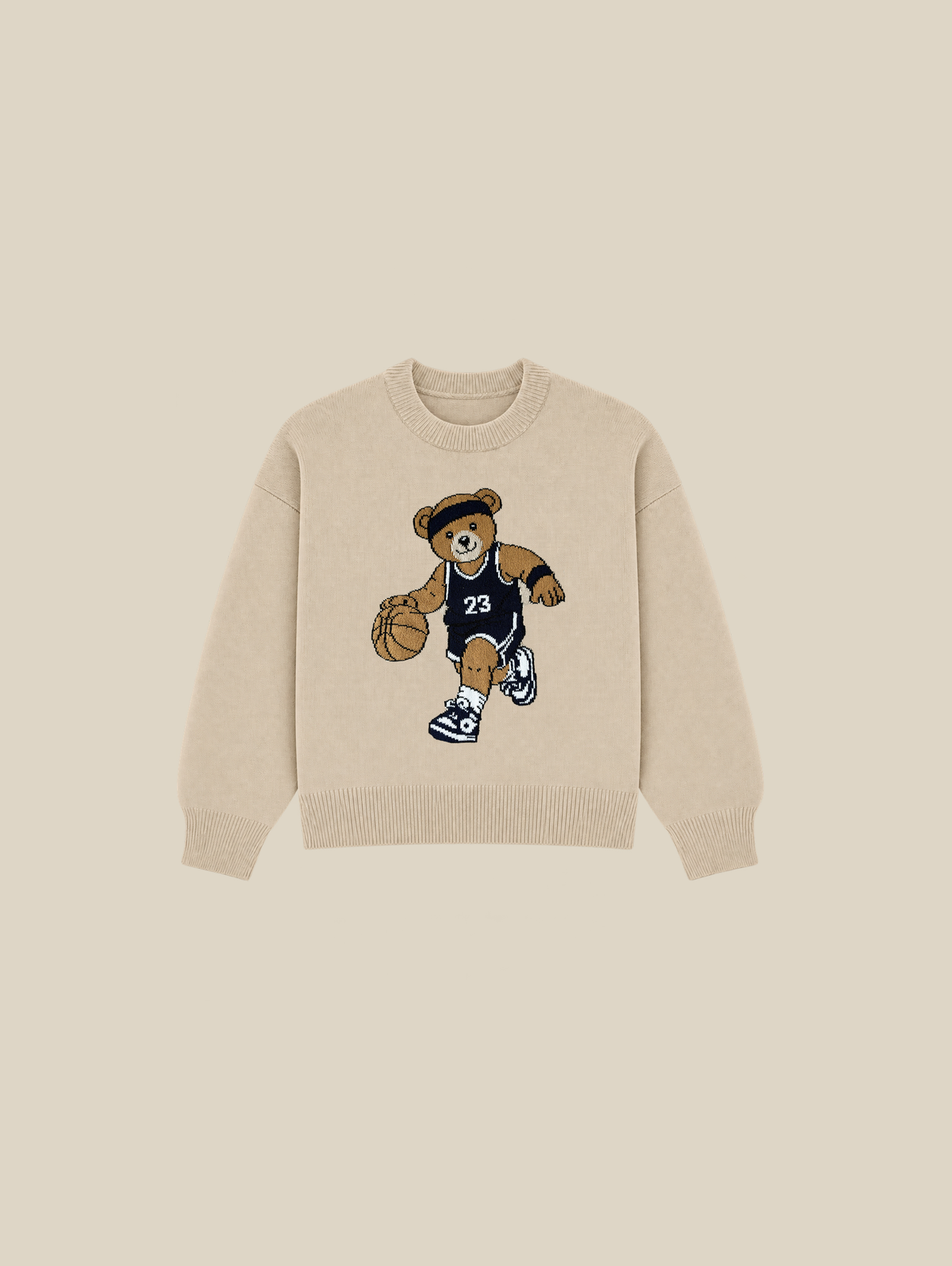 BEIGE KNIT SWEATER "BASKETBALL" - Mosquets