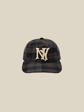 CHECK WOOL BASEBALL CAP "NY" - Mosquets